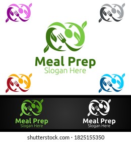 Meal Prep Healthy Food Logo for Restaurant, Cafe or Online Catering Delivery