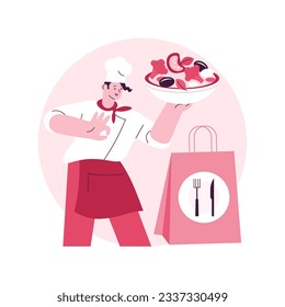 Meal prep service abstract concept vector illustration. Healthy meal prep no-contact delivery, prepared fresh daily, virus free food, social distancing, stay home, chef recipe abstract metaphor.