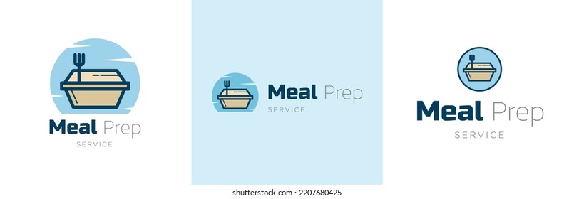 Meal Prep Service Logo Design Set, Meal Preparation Shop Business Symbol, Food Delivery Store Emblem Concept, Restaurant Cup Editable Commercial Logotype, Dish Container Branding, Isolated