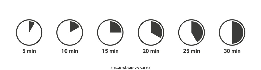 Meal preparation time icons. Cook time icons. Boiling time. Frying time icons. Vector illustration