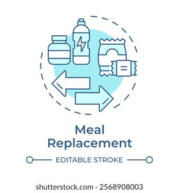Meal replacement soft blue concept icon. Healthy food, products. Health care. Round shape line illustration. Abstract idea. Graphic design. Easy to use in infographic, presentation