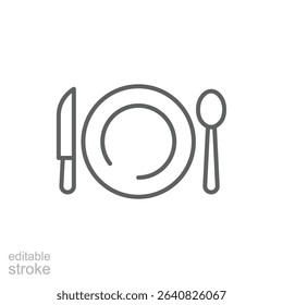 Meal Setting Icon Outline Style Thin Line Editable Stroke for Restaurant Dining or Food Service Design