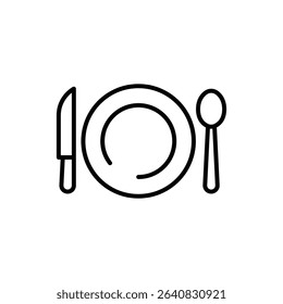 Meal Setting Icon Outline Style Thin Line for Restaurant Dining or Food Service Design