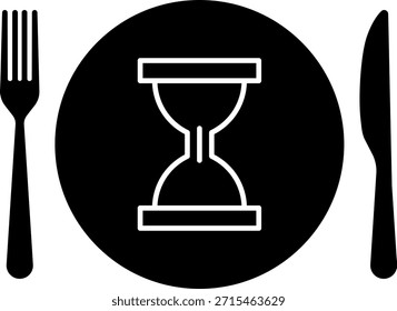 Conjunto de iconos de hora de comida. Placa de comedor con reloj, cuchillo y tenedor, restaurante, culinario, comedor. Concepto de Tiempo para Comer. Icono de cubiertos. Cuchara, tenedores, cuchillo. Ilustración vectorial aislada