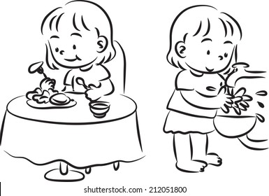 Cartoon Kids Washing Hands Images Stock Photos Vectors