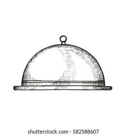 meal tray sketch. vector illustration isolated