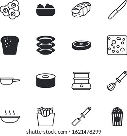 meal vector icon set such as: dishware, sushi, roll, fat, hot, appliances, technology, types, pork, summer, beater, silhouette, ladle, swiss, milk, lifestyle, blender, canned, whip, baguette, danger