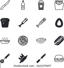meal vector icon set such as: condiment, tenderloin, diet, pin, knife, ketchup, bag, roll, container, creative, dough, rolling, loaf, leg, fun, ingredient, junk, vegetable, pizzeria, cup, calorie