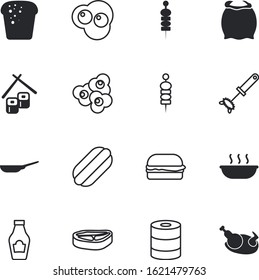meal vector icon set such as: yolk, cafe, bean, wire, movie, canned, full, sauce, bucket, pan, taste, isometric, tenderloin, japanese, vegetarian, loaf, pork, sack, frying, cup, tin, steak, orange