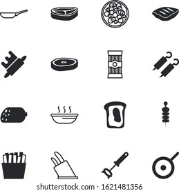 meal vector icon set such as: potato, fat, french, image, sandwich, sharp, bacon, mutton, teflon, soup, mixing, pizza, canape, cutting, rolling, dough, cookery, dry, cream, frying, party, spaghetti