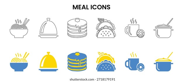 Conjunto de iconos de Vector y línea de comida