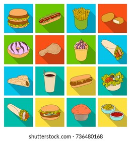 Meal,celebration, cafe, and other web icon in flat style.Hamburger, bun, cutlet, icons in set collection.