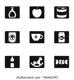 Mealicons set. Simple illustration of 9 meal vector icons for web design