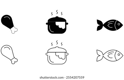  Set of Meal-Related Vector Line Icons. editable Stroke.