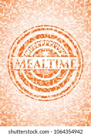 Mealtime abstract orange mosaic emblem with background