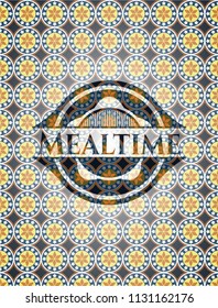 Mealtime arabic badge. Arabesque decoration.