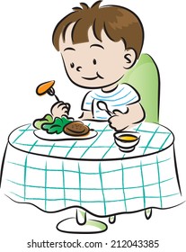 mealtime, boy eating