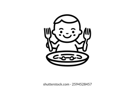 Mealtime a cute boy eating