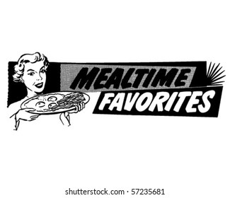 Mealtime Favorites - Breakfast Banner - Retro Clip Art