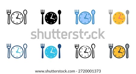Mealtime icons set multiple style collection. Editable stroke 
