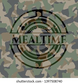 Mealtime on camouflage texture. Vector Illustration. Detailed.