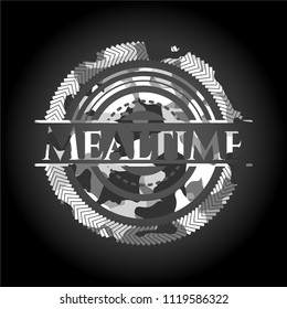 Mealtime on grey camo texture
