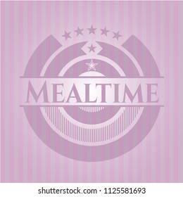 Mealtime pink emblem. Retro
