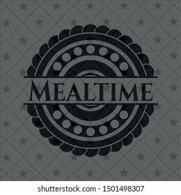 Mealtime realistic dark emblem. Vector Illustration. Detailed.