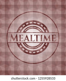 Mealtime red seamless polygonal badge.