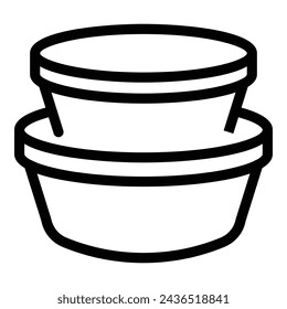 Mealtime tools icon outline vector. Plastic lunch containers. Culinary storing vessels