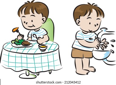 mealtime and wash hand