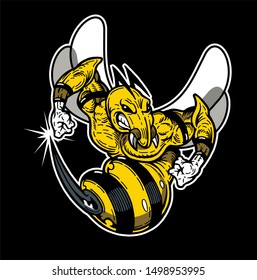 mean hornet or wasp mascot for school, college or league