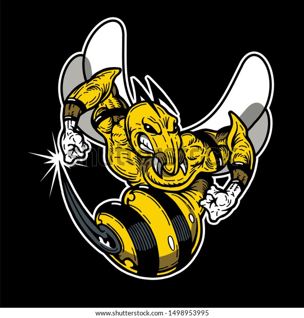 Mean Hornet Wasp Mascot School College arkistovektori (rojaltivapaa) 149895...