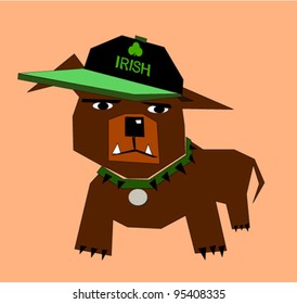 mean irish dog with hat