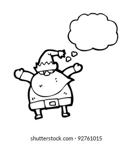 aspecto medio de santa con burbuja de pensamiento