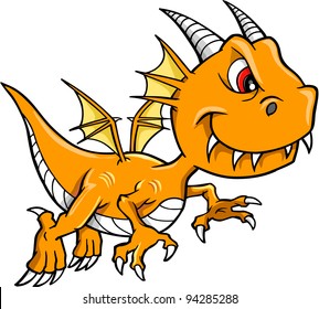 Mean Orange Dragon Vector Animal  Illustration Art