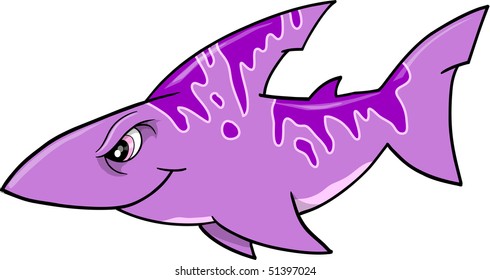  Mean Purple Shark Vector Illustration
