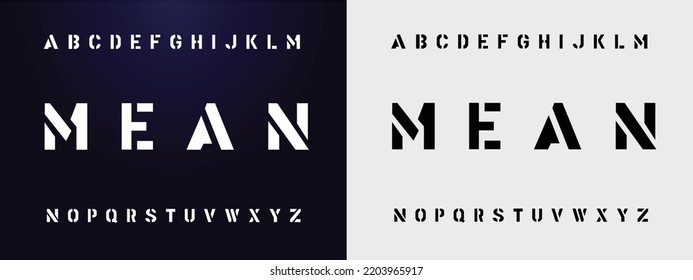 MEAN Sports minimal tech font letter set. Luxury vector typeface for company. Modern gaming fonts logo design.