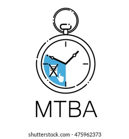 Mean Time Between Assistance MTBA TPM Total Productive Maintenance and management tool watches flat vector icon illustration
