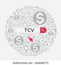 ِTCV mean (total contract value) Word written in search bar ,Vector illustration.