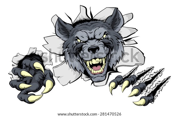 Mean Wolf Character Sports Mascot Breaking Stock Vector Royalty Free