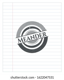 Meander emblem drawn in pencil. Vector Illustration. Detailed.