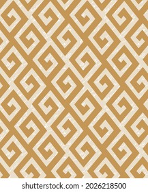 Meander (Menderes) Ancient motif autumn background vector illustration. Greek pattern seamless design.seamless yellow geo pattern.