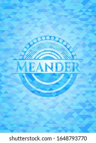 Meander emblema azul claro realista.Fondo de mosaico