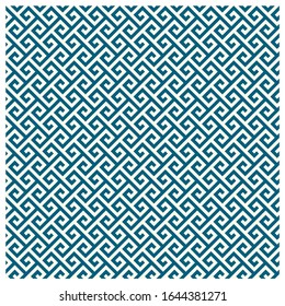 Meander seamless (menderes) is a decorative pattern constructed from a continuous line. The Meandros design in ancient Greek art. Geometric texture vector illustration.