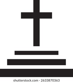 Um ícone cristão significativo com elementos religiosos tradicionais, como uma cruz, igreja, Bíblia, mãos rezando, pomba ou halo em um estilo limpo ou decorativo.