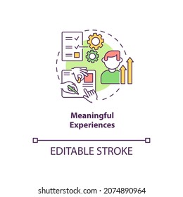Meaningful experience concept icon. Employee benefits abstract idea thin line illustration. Growth and development. Teamwork skills. Vector isolated outline color drawing. Editable stroke