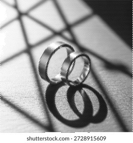 Sombra de meio-tom significativa de anéis entrelaçados, simbolizando amor, casamento e aniversários de casamento. Perfeito para marca de loja de joias, convites de casamento e conteúdo de celebração de aniversário.
