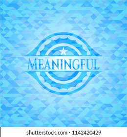 Meaningful light blue emblem with mosaic background