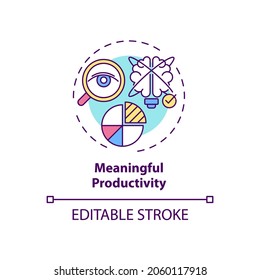 Meaningful productivity concept icon. Work efficiency. Personal management. Improve skills. Self control idea thin line illustration. Vector isolated outline RGB color drawing. Editable stroke